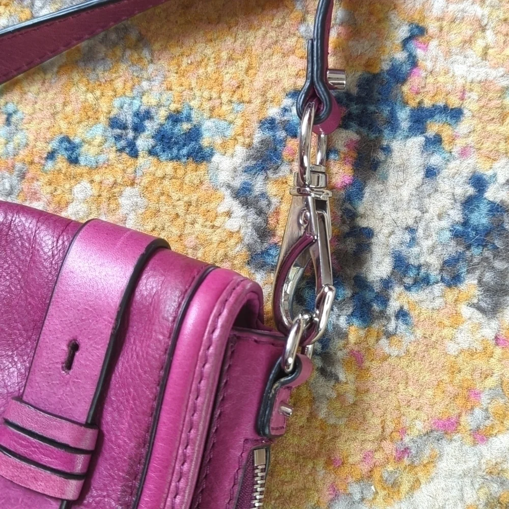 She + Lo Unchartered Leather Mini Crossbody Saddle Bag Plum Purple - Picture 5 of 16